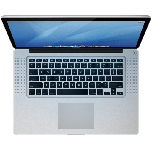 A MacBook Pro 15-inch from 2012, seen from above with the lid open